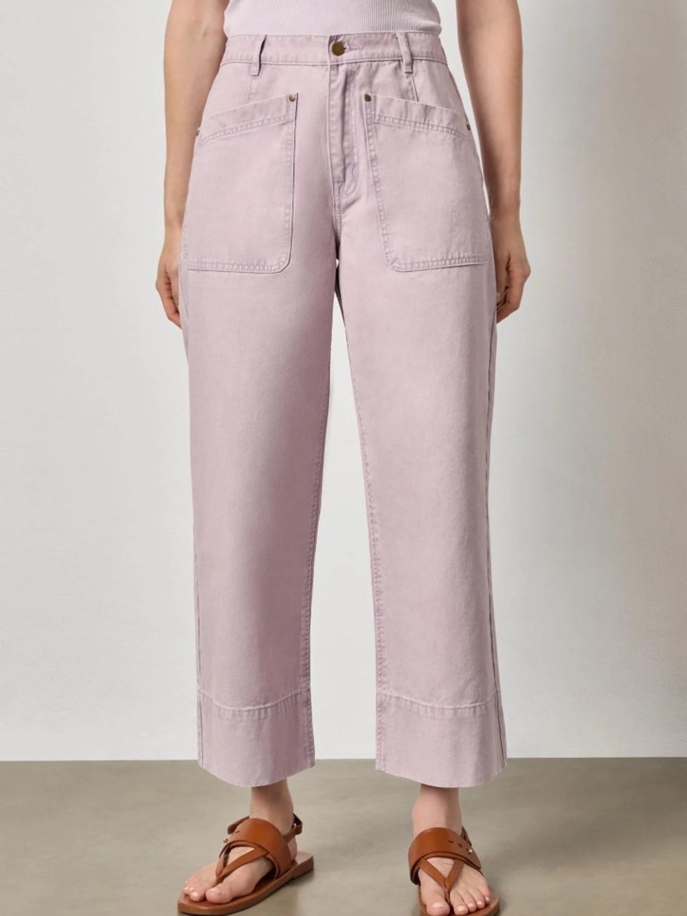 LiLLA P. TWILL STRAIGHT LEG PANT Color Thistle (Purple) XS